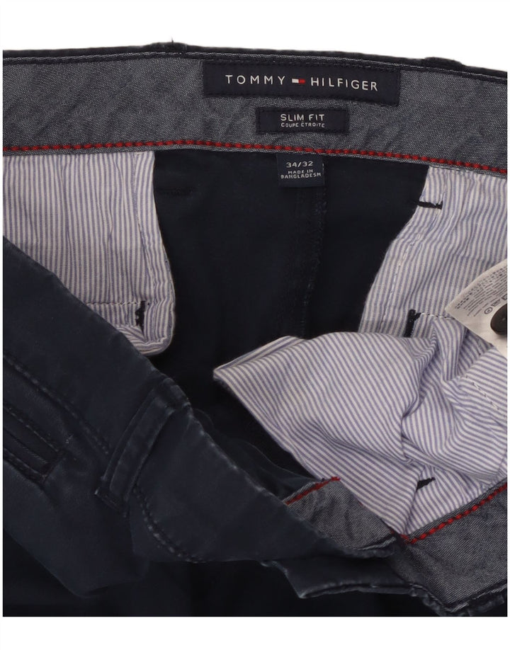 Calça Chino masculina TOMMY HILFIGER slim fit W34 L32 algodão azul marinho