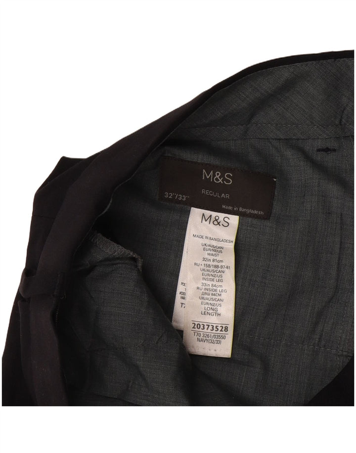 Calça chino masculina regular reta Marks & Spencer W32 L33 azul marinho