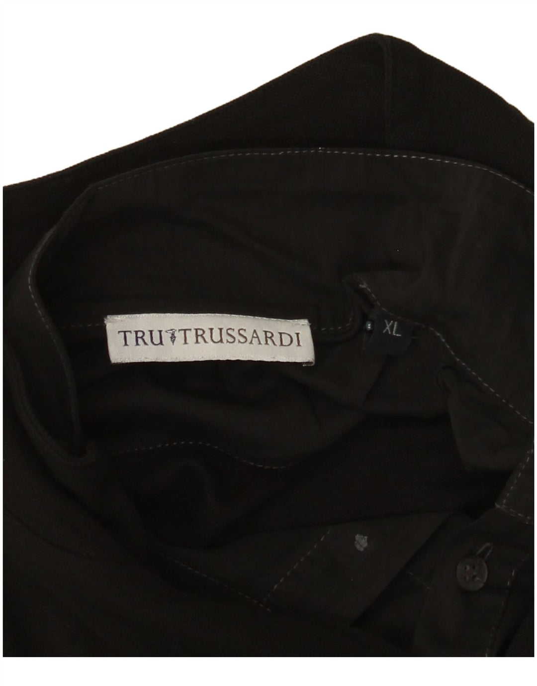 TRUSSARDI Camiseta masculina com zíper e manga comprida XL de algodão preto