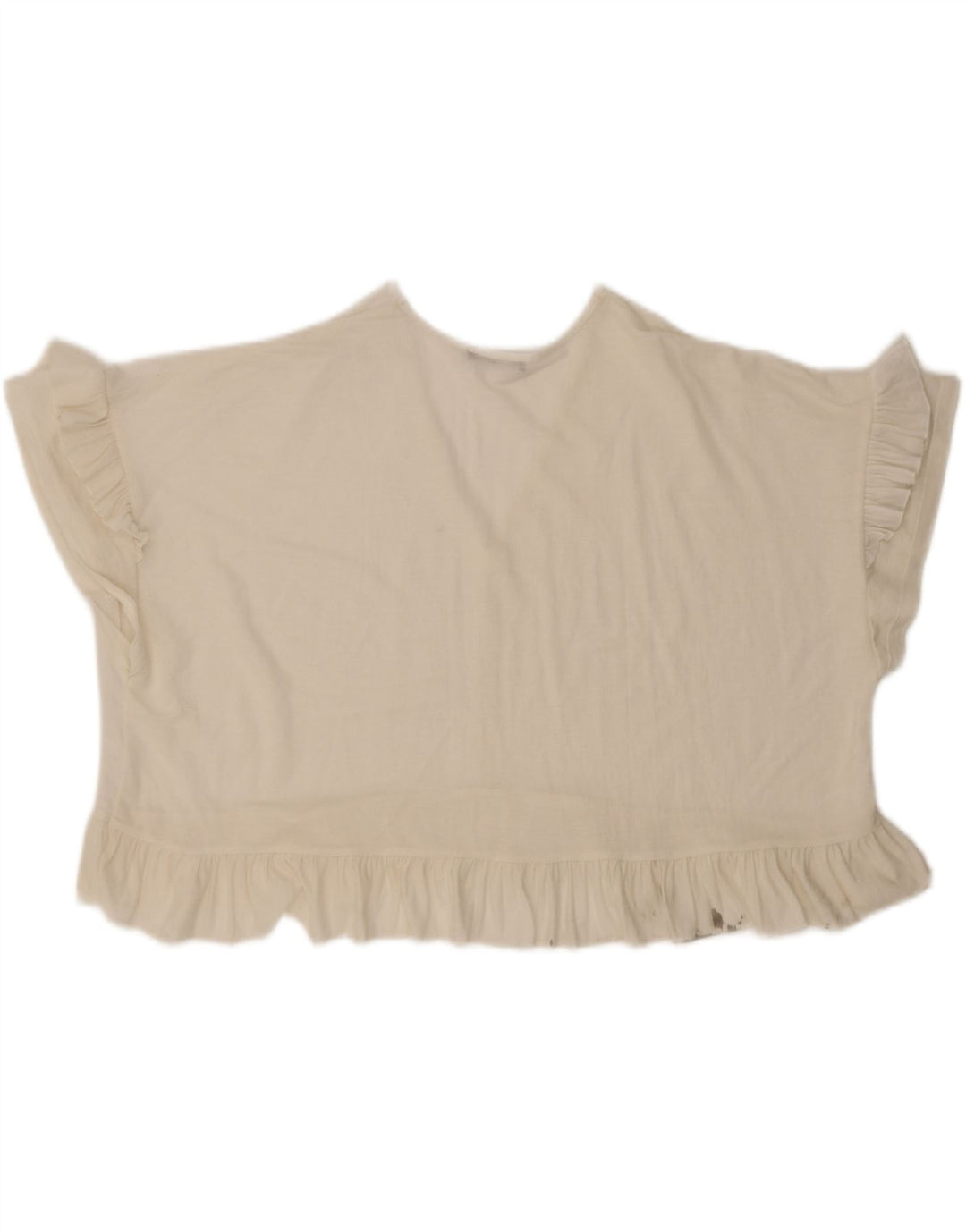 Zara blusa feminina oversized crop top UK 14 médio off white