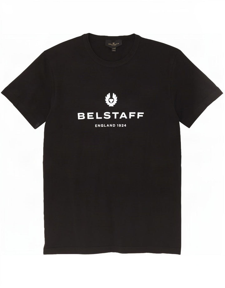 Camiseta masculina Belstaff com estampa gráfica grande de algodão preto