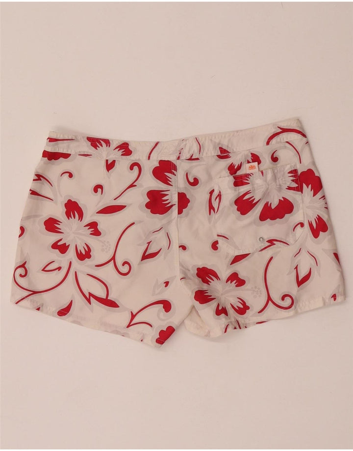 Shorts de natação feminino Sundek US 8 poliéster floral branco médio