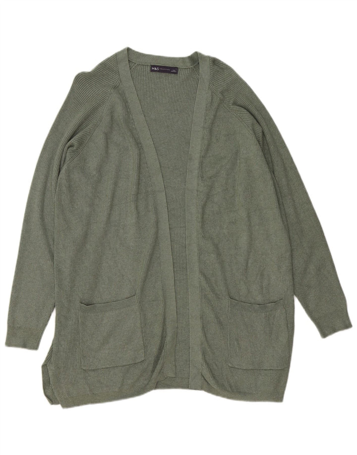 Suéter cardigã feminino Longline Marks & Spencer Reino Unido 16 grande cáqui