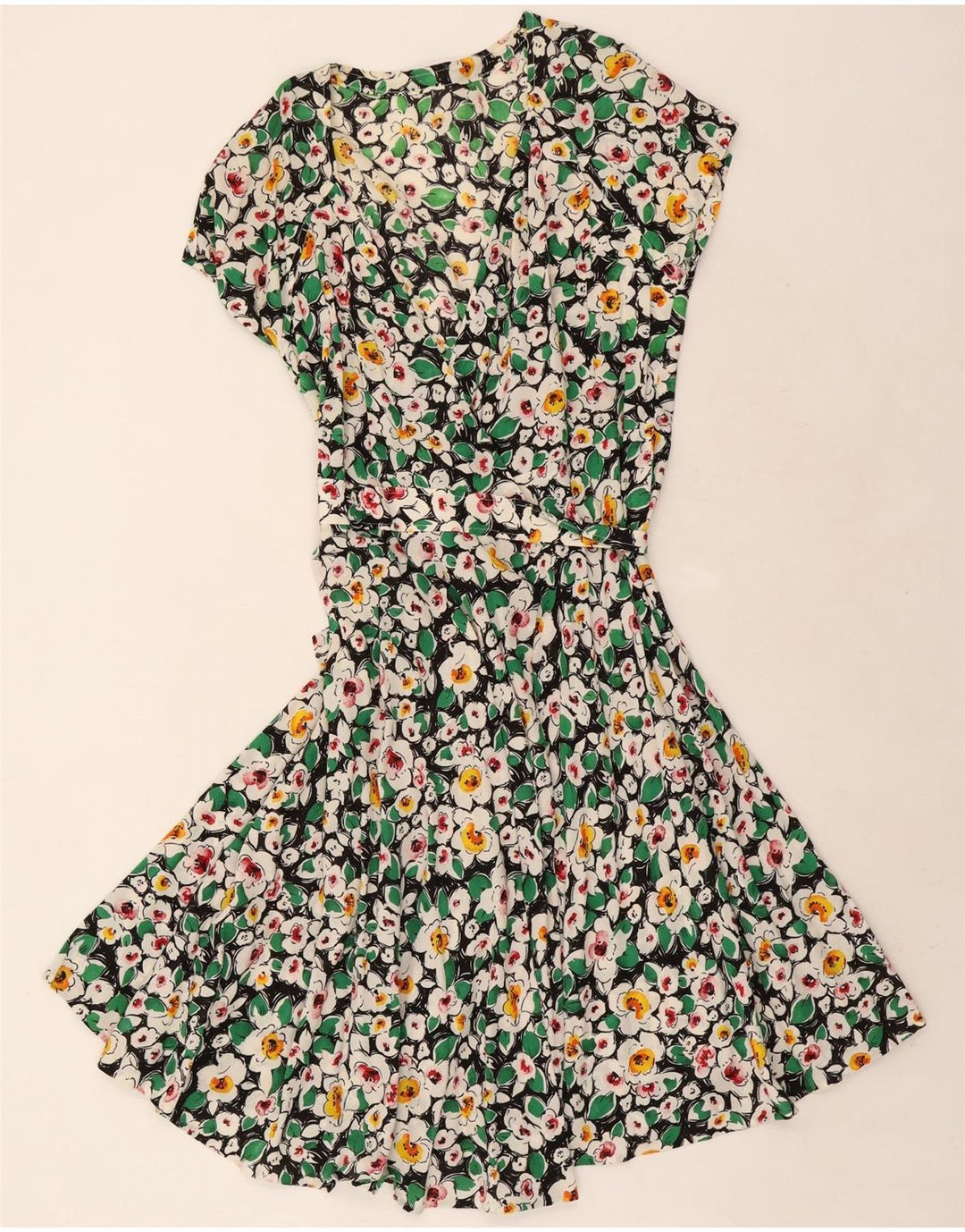 Vestido feminino vintage UK 12 médio floral multicolorido