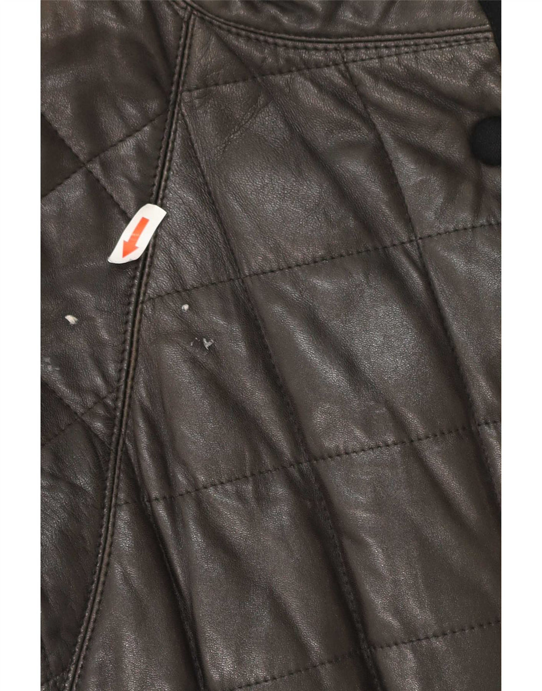 Casaco de couro acolchoado feminino vintage UK 12 médio preto