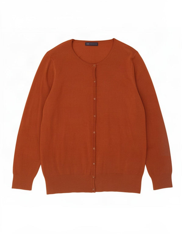 Suéter cardigã feminino Marks & Spencer UK 24 4XL marrom viscose