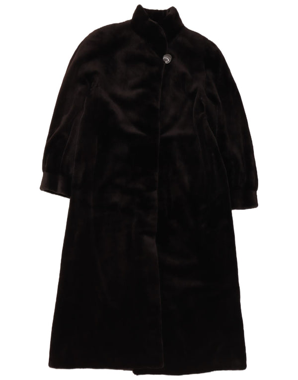 Sobretudo de veludo feminino vintage UK 12 médio preto