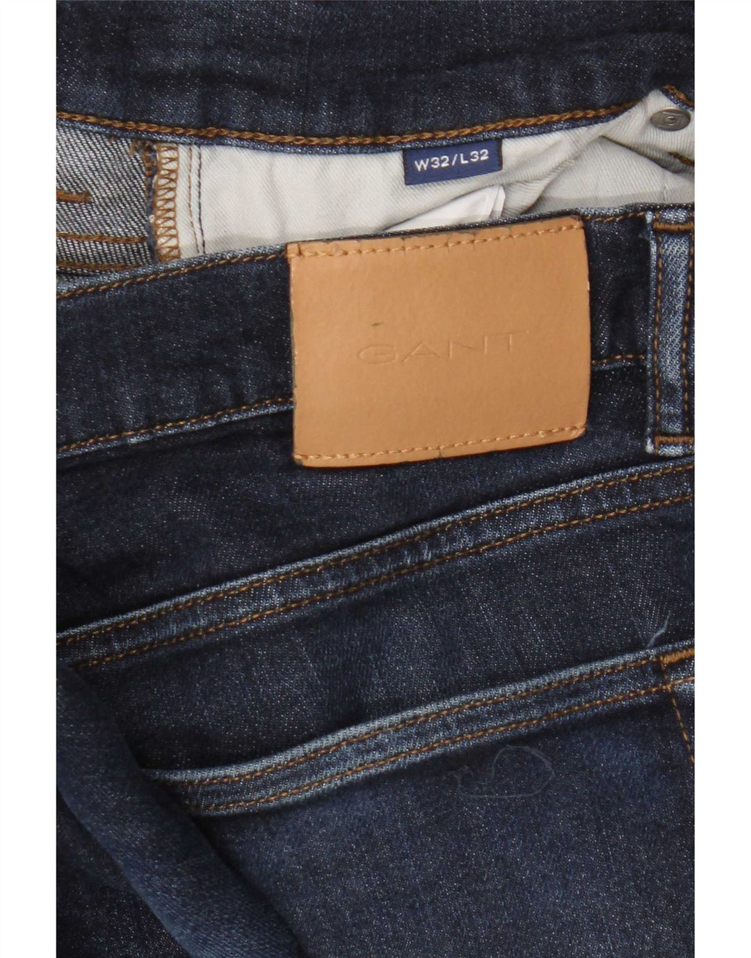 Gant Mens Slim Jeans W32 L32 Azul Marinho Algodão