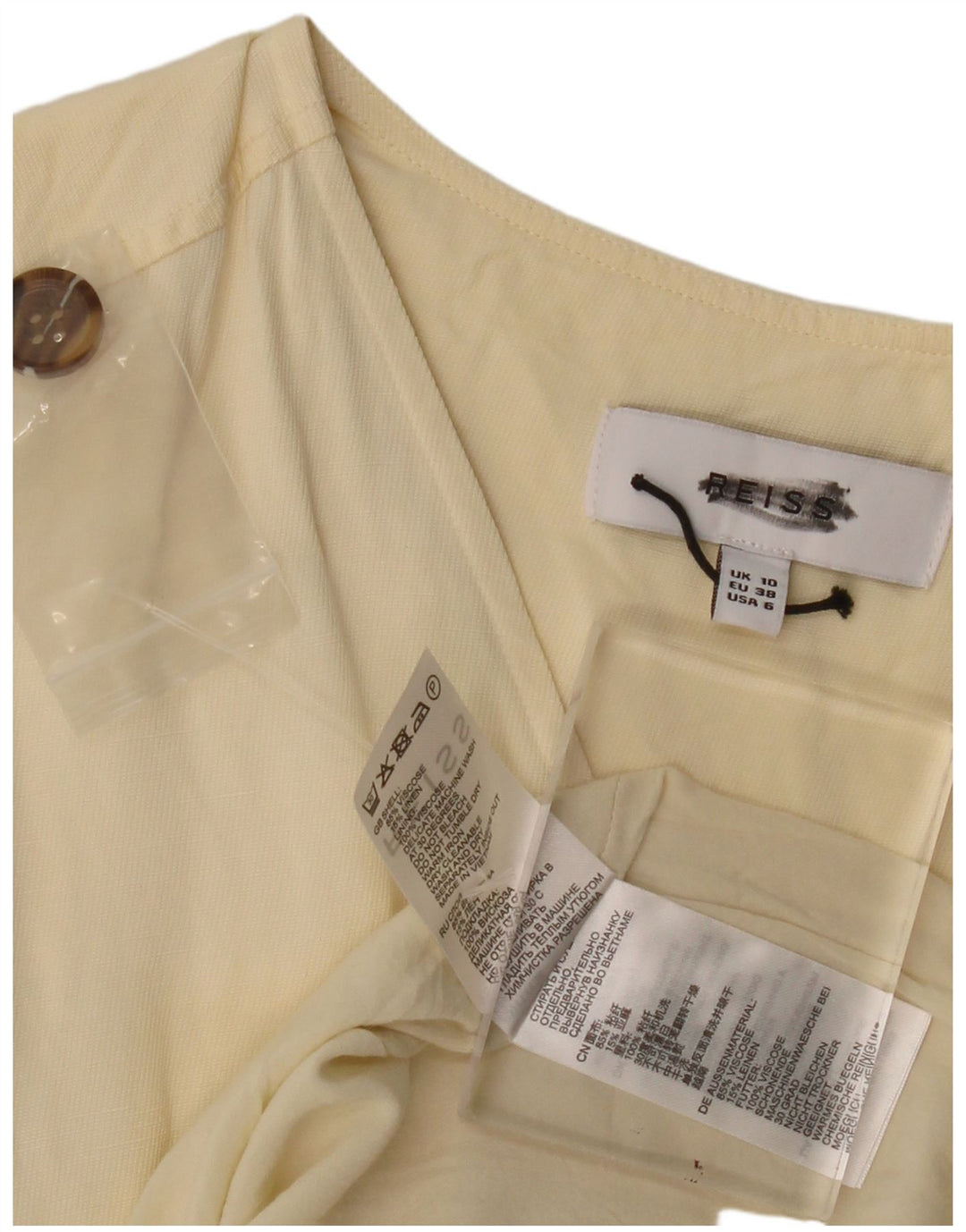 Vestido bainha feminino REISS UK 10 pequeno bege viscose