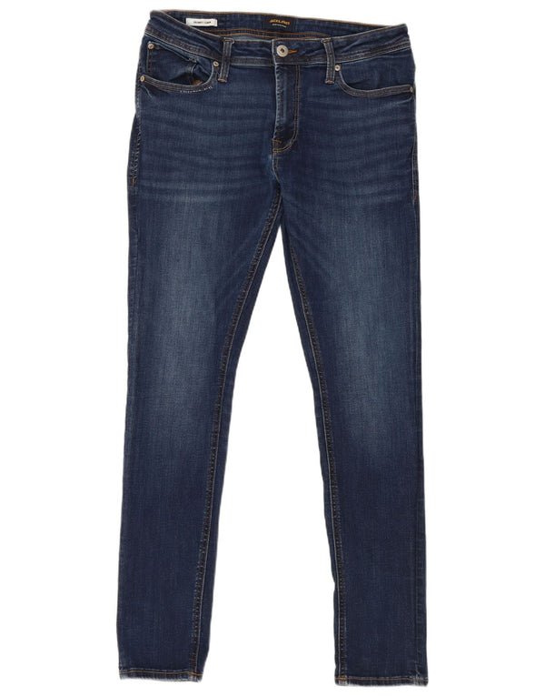 Jack & Jones Masculino Liam Skinny Jeans W34 L32 Azul Algodão