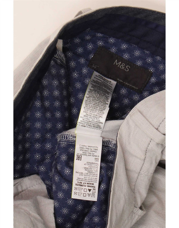 Shorts chino masculino Marks & Spencer W32 algodão listrado cinza médio
