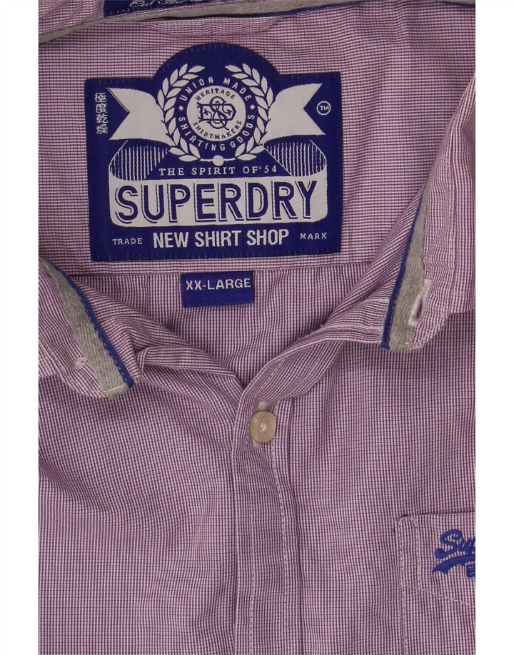 Camisa masculina Superdry 2XL algodão xadrez roxo