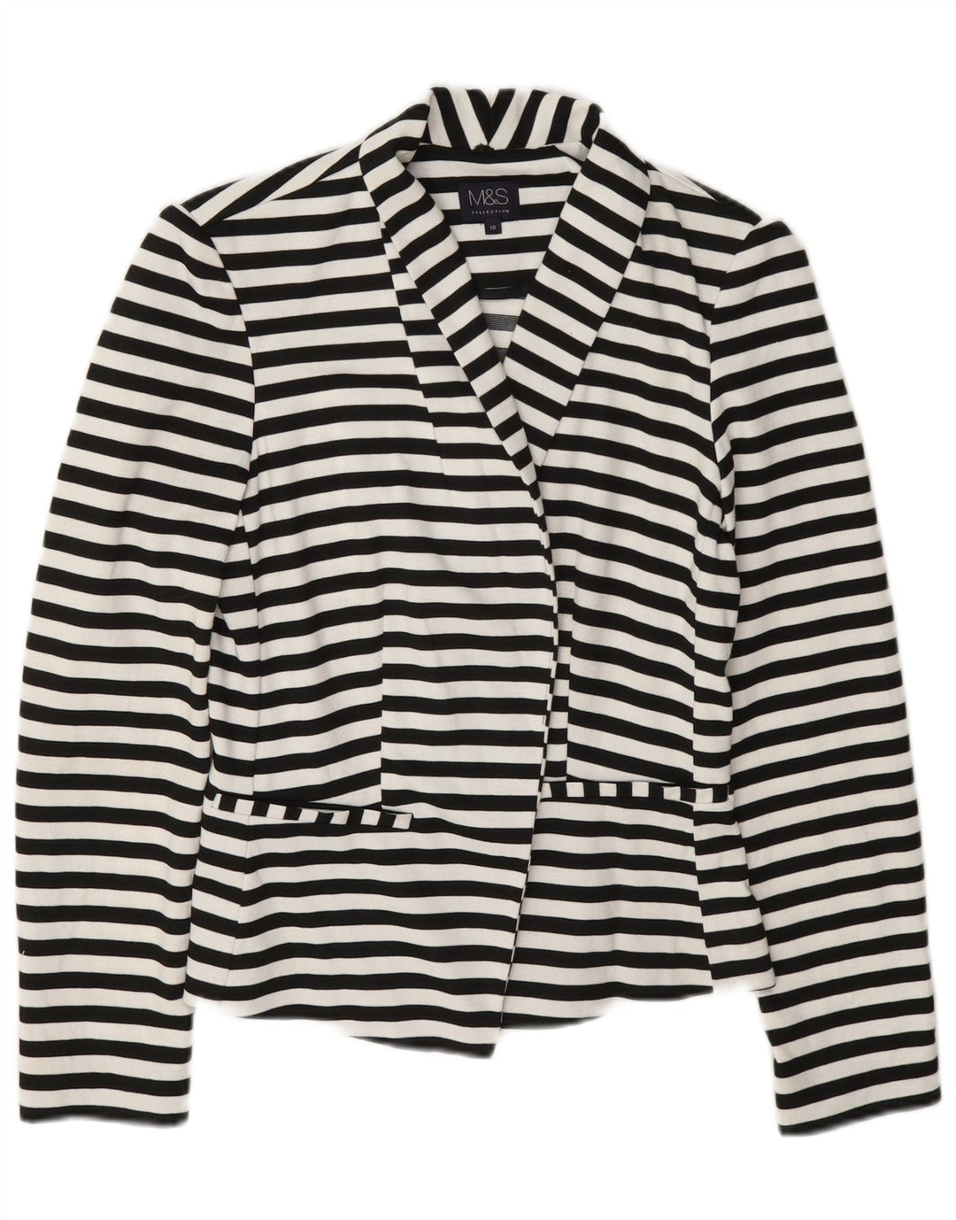 Jaqueta blazer feminina Marks & Spencer UK 10 pequena azul marinho listrada náutica