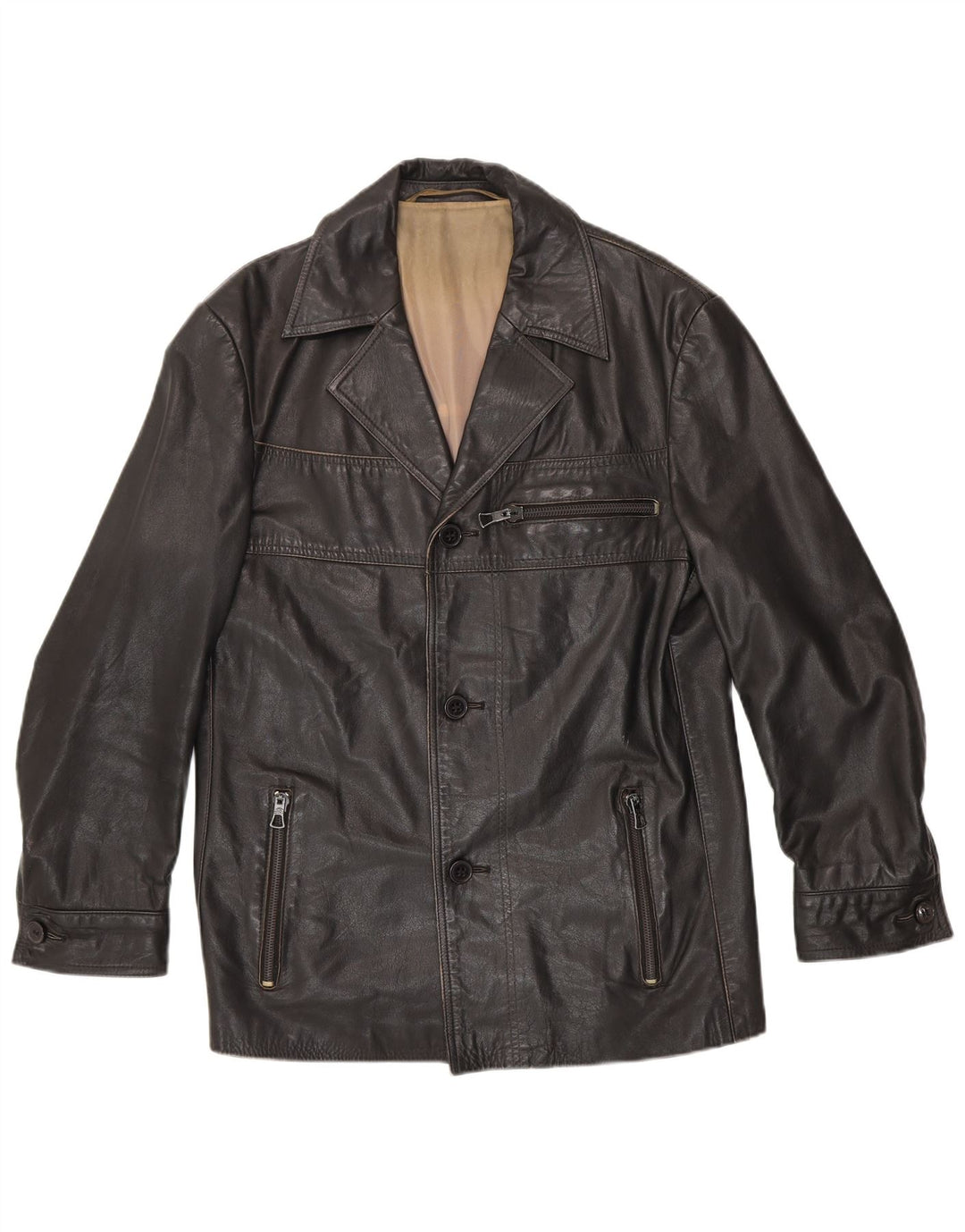 Jaqueta de couro masculina vintage UK 38 couro preto médio