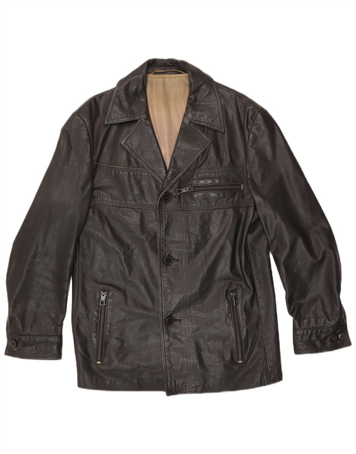 Jaqueta de couro masculina vintage UK 38 couro preto médio