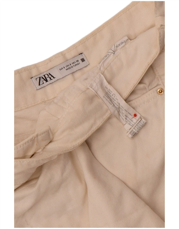 Zara Shorts jeans feminino pequeno W26 algodão branco