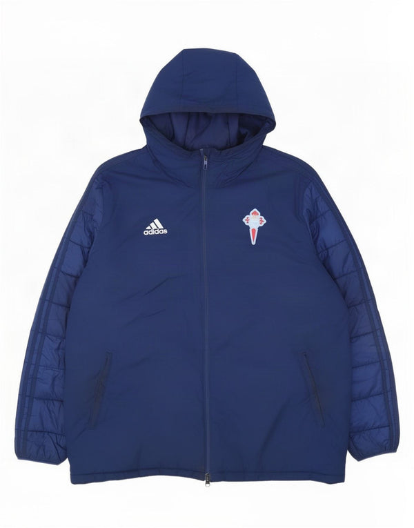 Jaqueta acolchoada com capuz masculina Adidas UK 44 2XL azul marinho poliéster