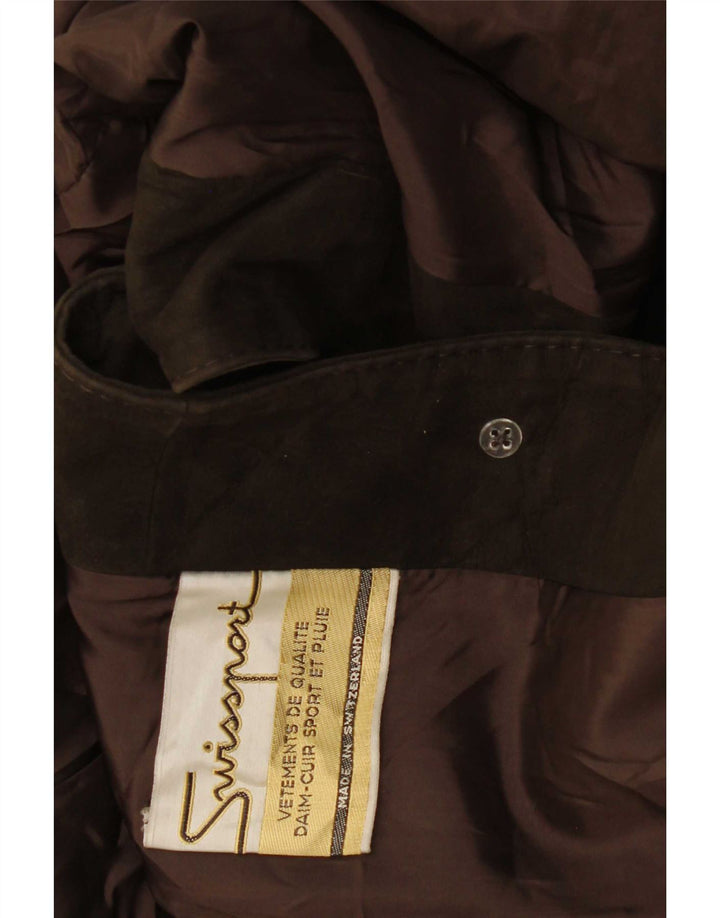 Sobretudo de camurça feminino vintage com 3 botões Reino Unido 14 Cáqui médio
