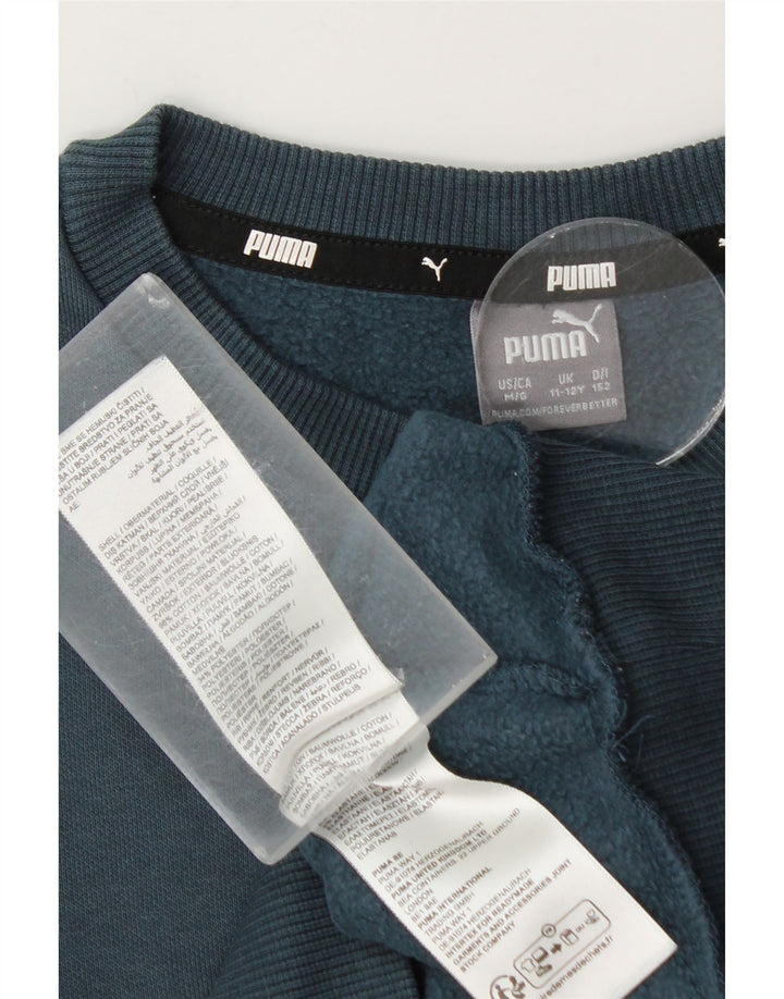 Puma Meninos Graphic Sweatshirt Jumper 11-12 Anos Azul Algodão