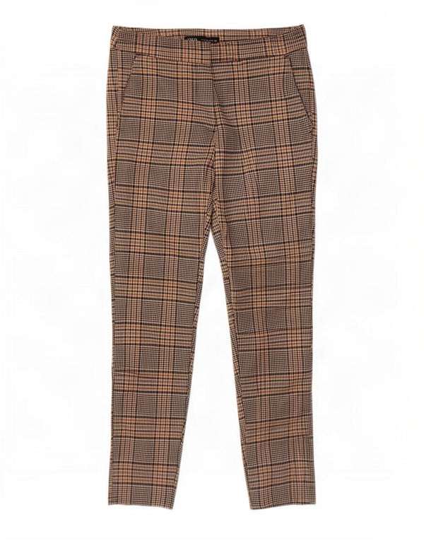 Zara Calça Chino Feminina Slim Fit Médio W28 L27 Cinza Xadrez Viscose