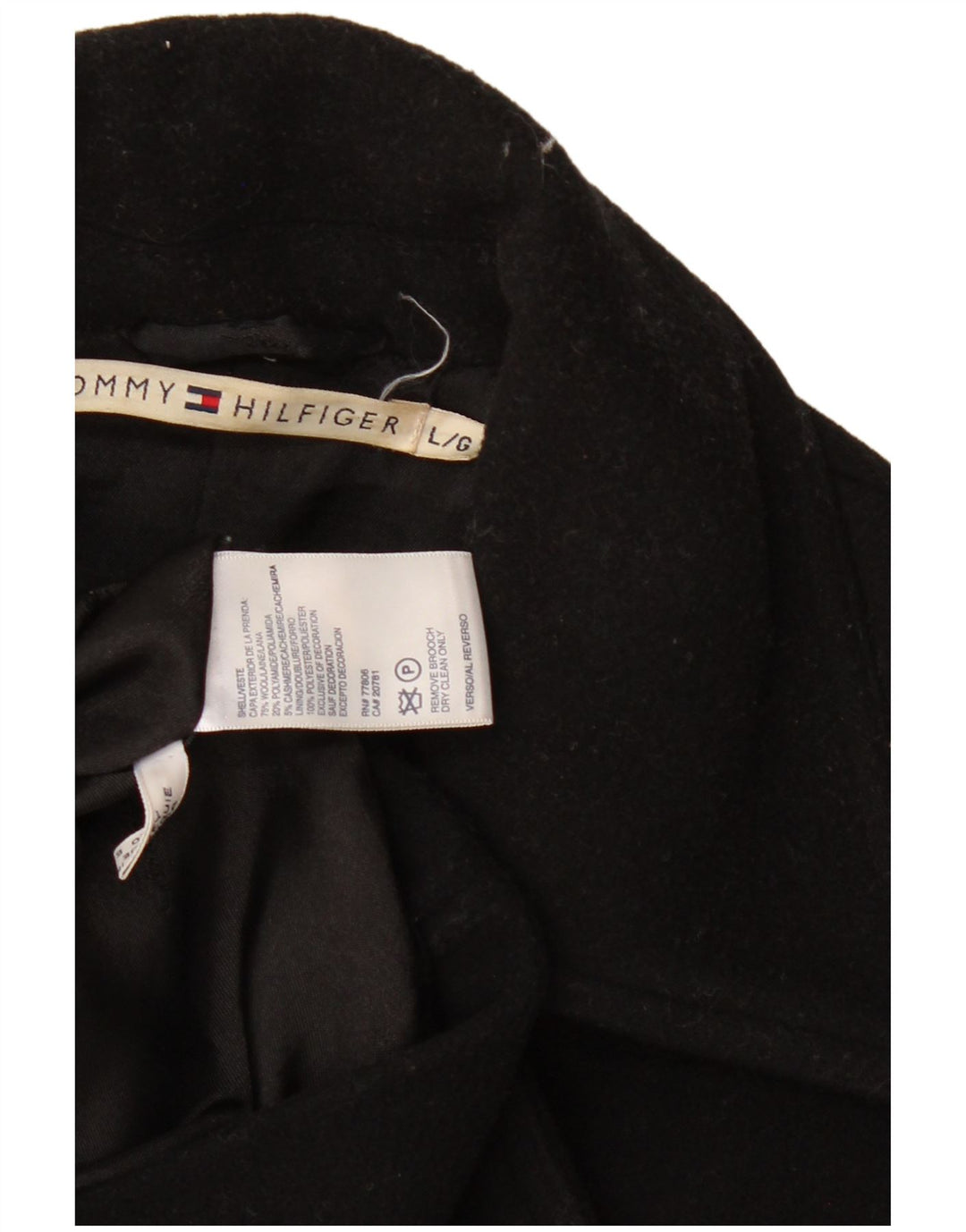 Tommy Hilfiger Pea Coat Feminino Reino Unido 16 Grande Lã Preta