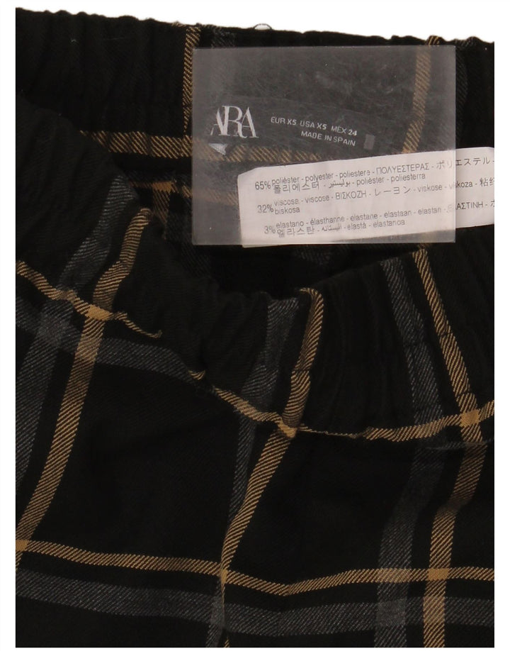 Calça Chino Slim Feminina Zara XS W24 L34 Poliéster Xadrez Preto