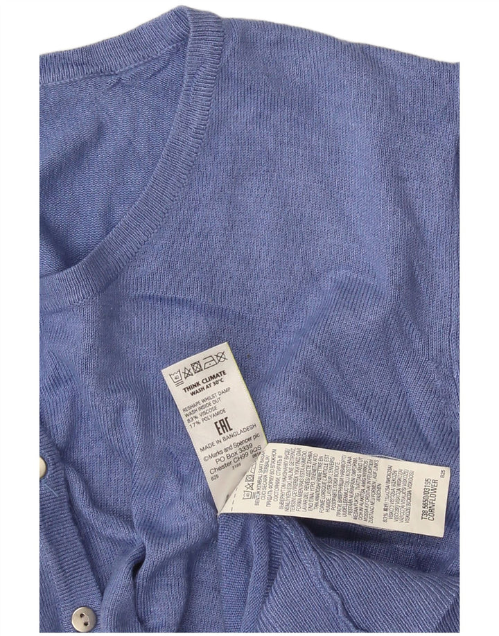 Suéter cardigã feminino Marks & Spencer UK 20 2XL azul viscose
