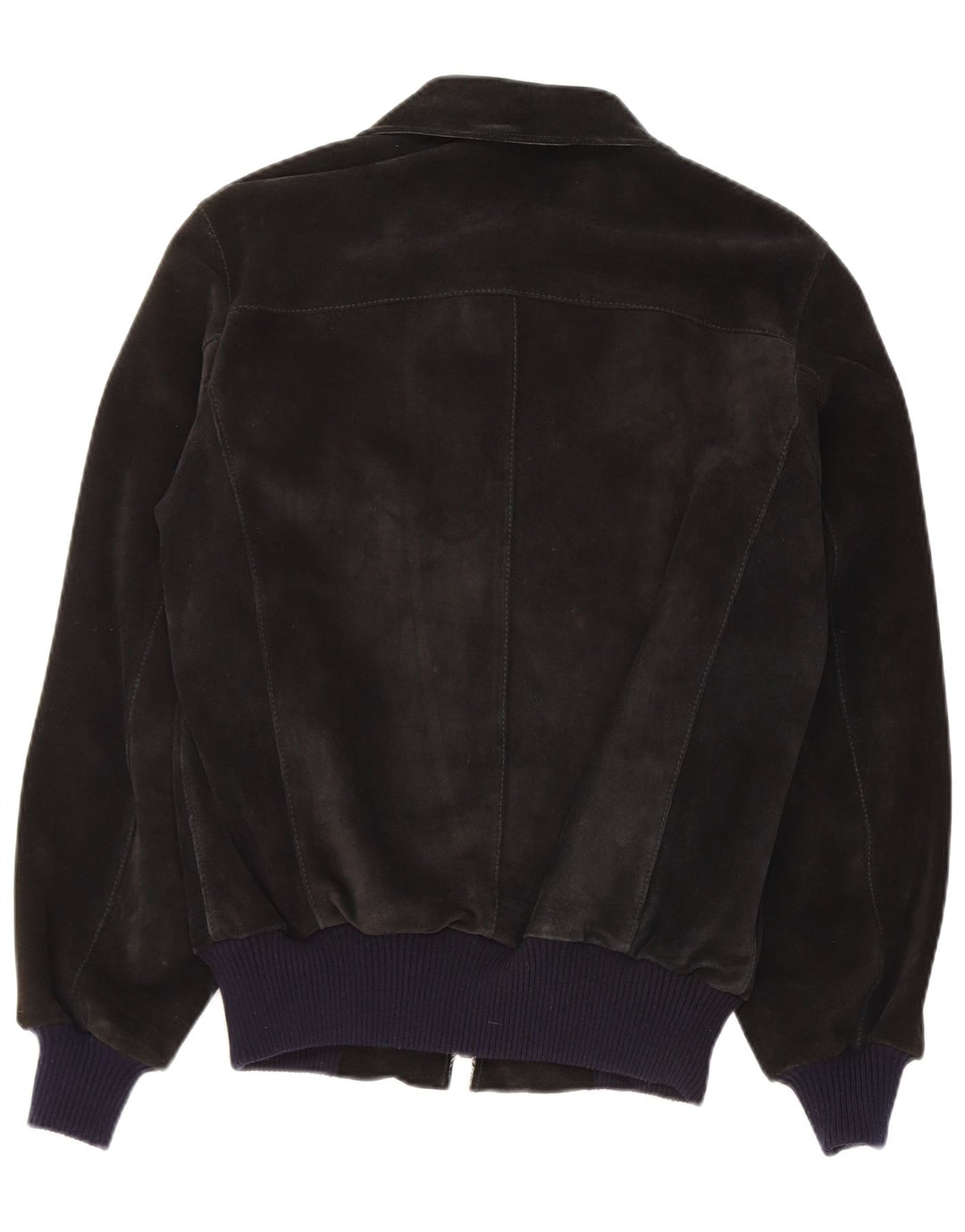 Jaqueta bomber masculina vintage de camurça Reino Unido 38 couro preto médio