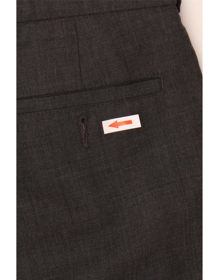 Calça masculina Marks & Spencer sob medida com pregas W34 L28 poliéster cinza