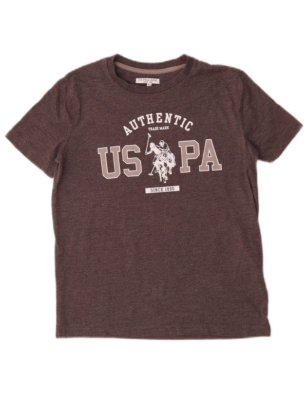 US Polo Assn. Camiseta estampada masculina 8-9 anos algodão cinza