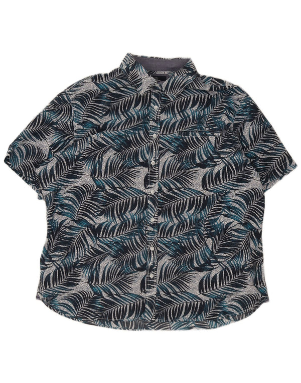 Camisa masculina de manga curta Canadá Reino Unido 45/46 2XL algodão floral azul marinho