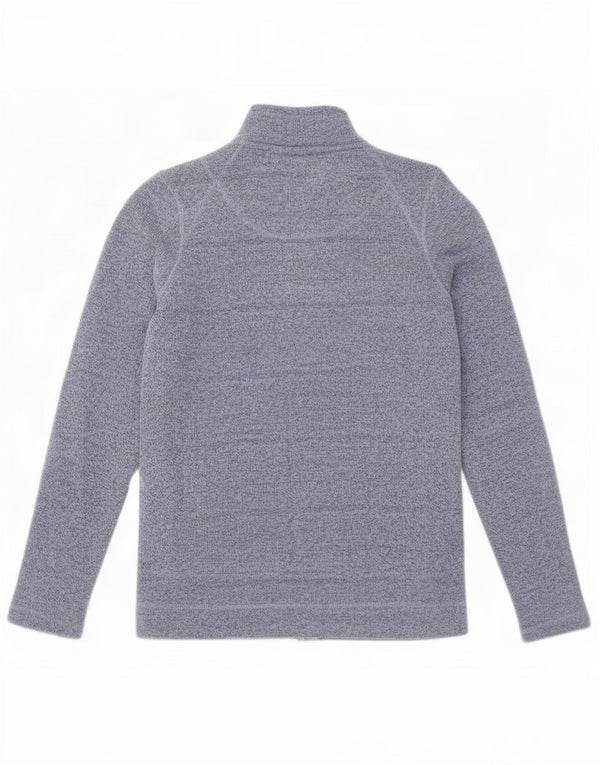 Casaco superior de fato de treino feminino estranho UK 12 poliéster manchado azul médio