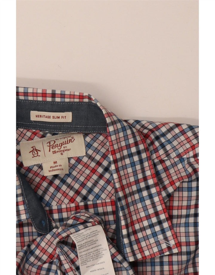 Camisa masculina Penguin Heritage Slim Fit média de algodão xadrez multicolorido