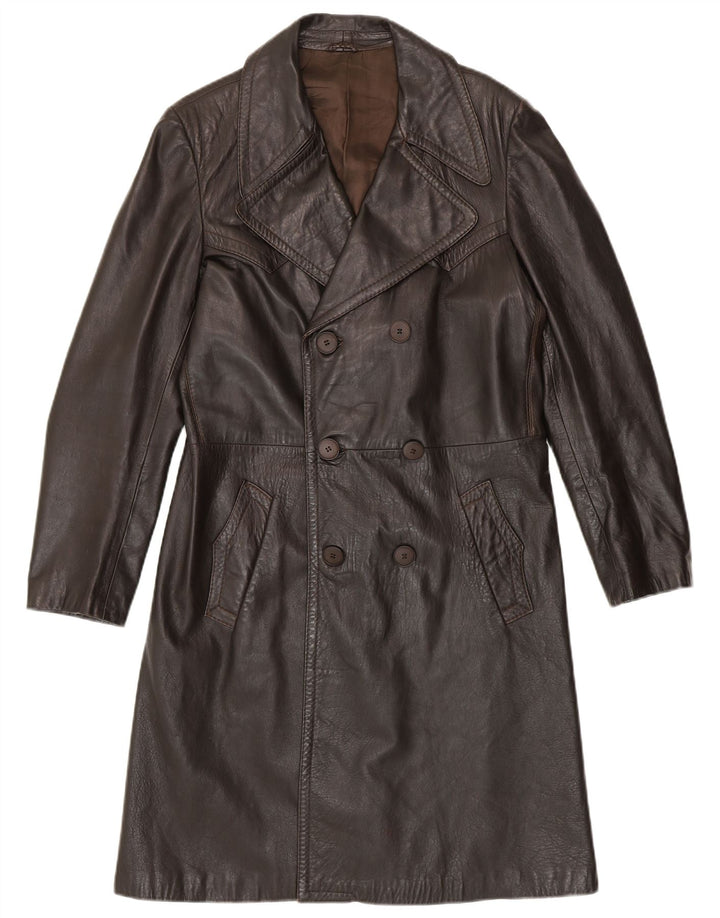 Casaco de couro masculino VINTAGE IT 50 grande couro marrom