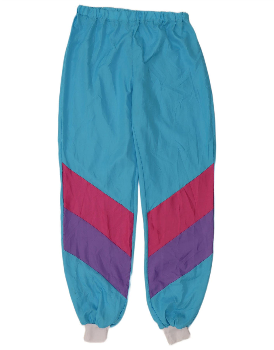 Calça de treino feminina VINTAGE Joggers UK 10 pequeno bloco colorido azul