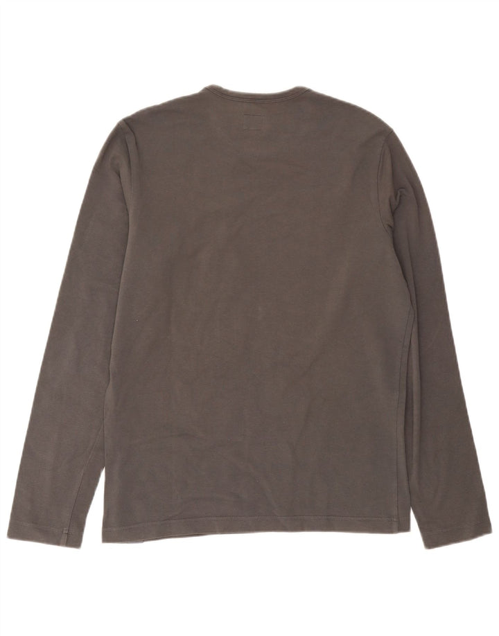 Calvin Klein Jeans masculino gráfico top manga comprida grande algodão cinza