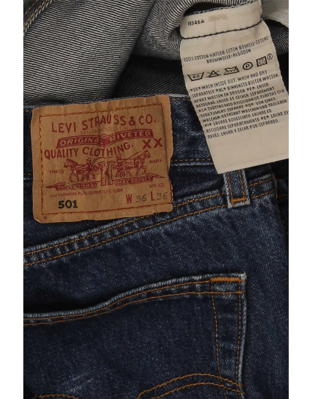 Levi's Masculino 501 Straight Jeans W36 L32 Azul Algodão