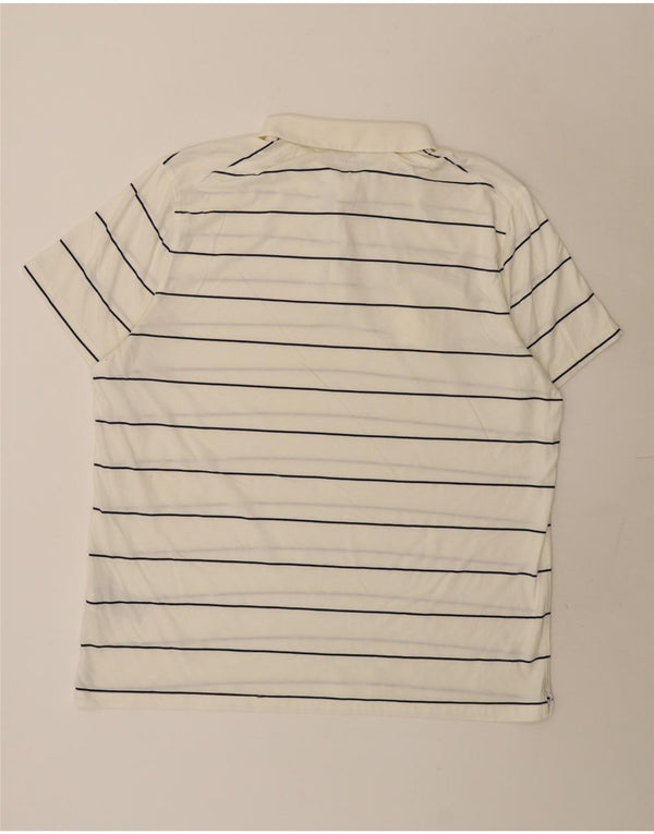 Camisa polo masculina Nike Regular Fit 2XL de algodão listrado branco