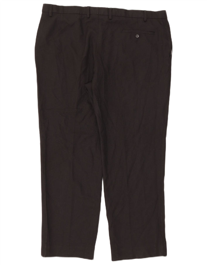 Calça masculina de terno reto Marks & Spencer W42 L31 poliéster preto