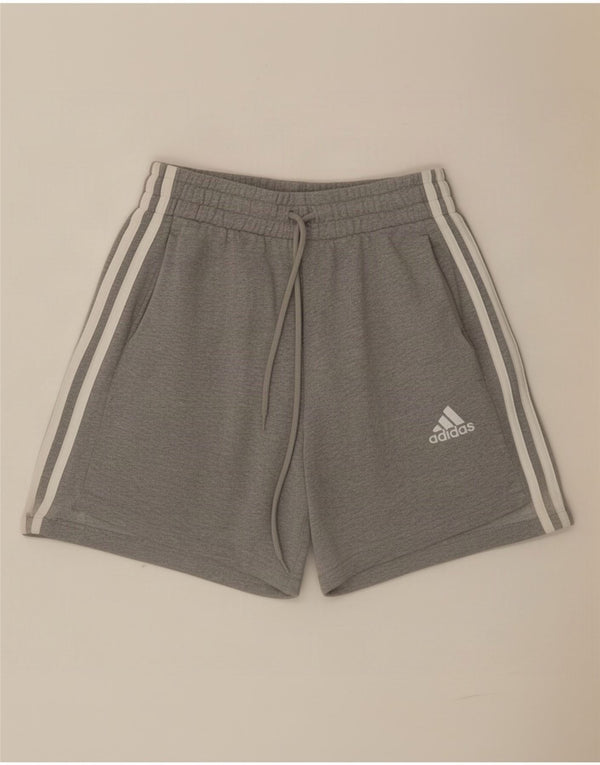 Shorts esportivos femininos Adidas UK 4 XS cinza manchado de algodão