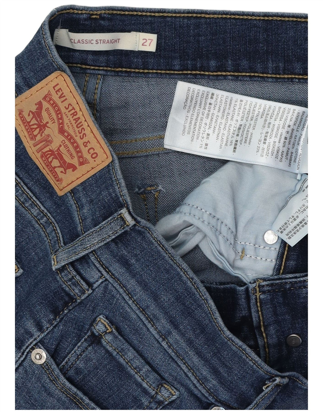 Jeans feminino Levi'S Classic Fit Straight W27 L28 Azul Algodão