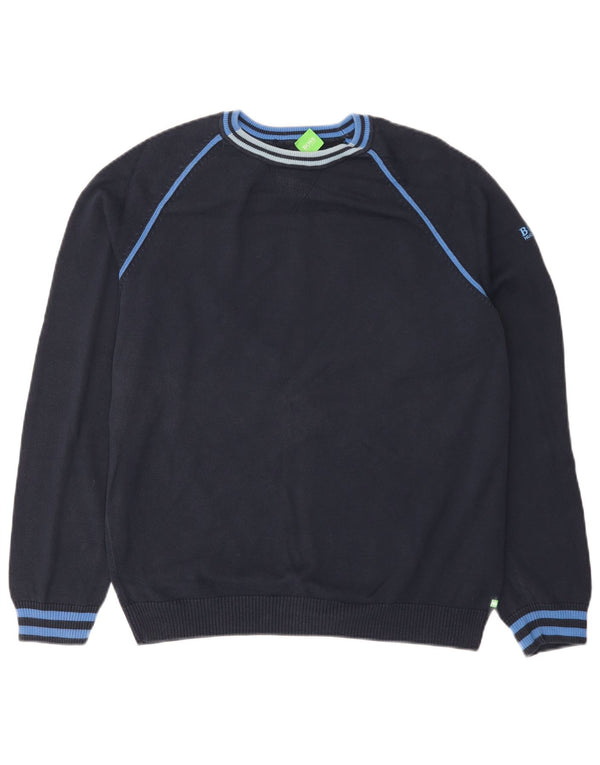 Hugo Boss Suéter masculino com gola redonda XL algodão azul marinho