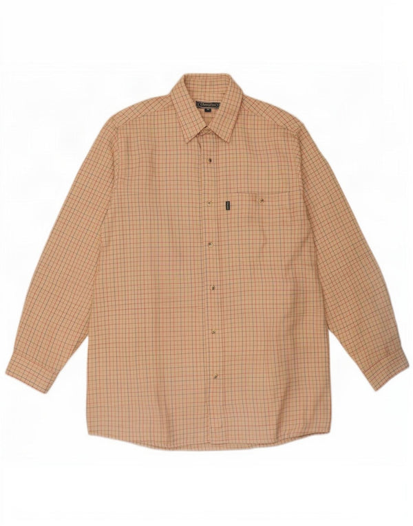 Camisa masculina Champion poliéster xadrez bege médio