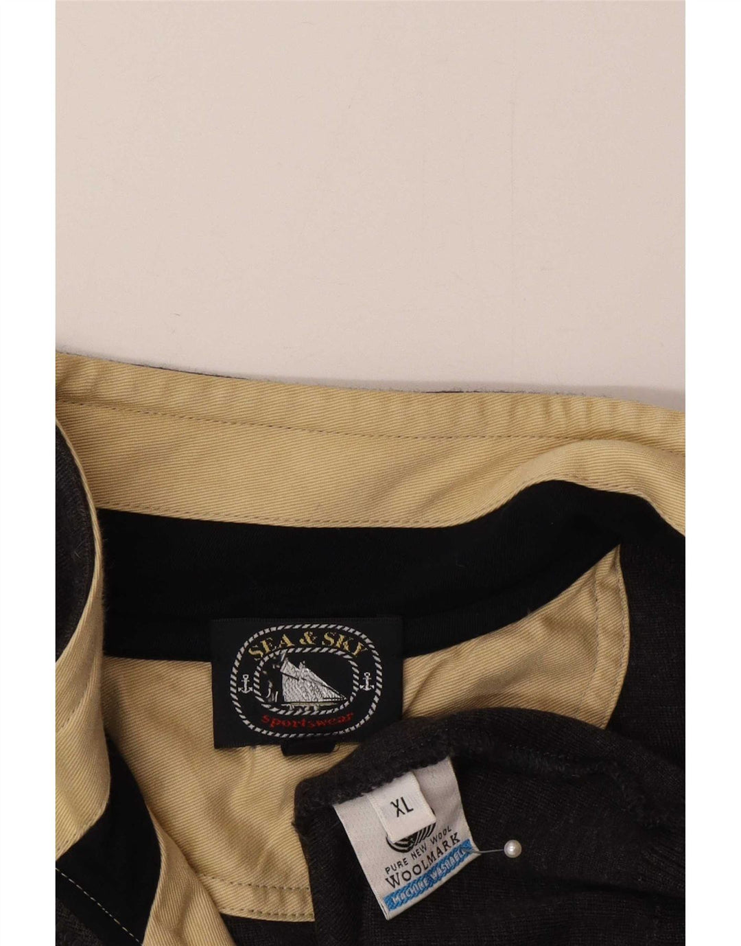 Suéter masculino Sea & Sky com zíper e gola XL de lã azul marinho