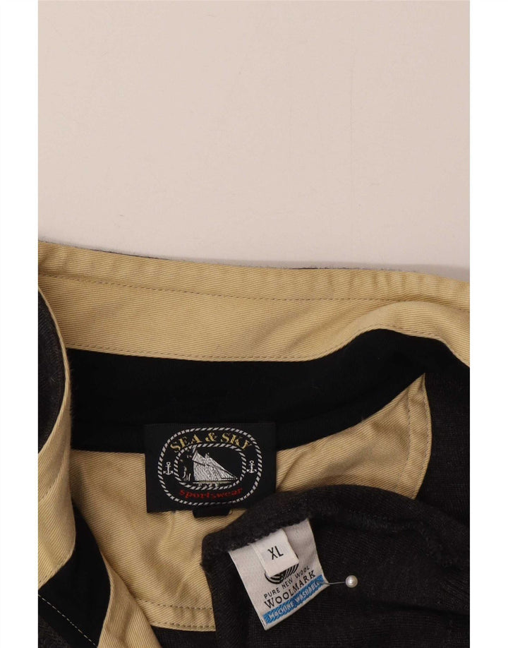 Suéter masculino Sea & Sky com zíper e gola XL de lã azul marinho