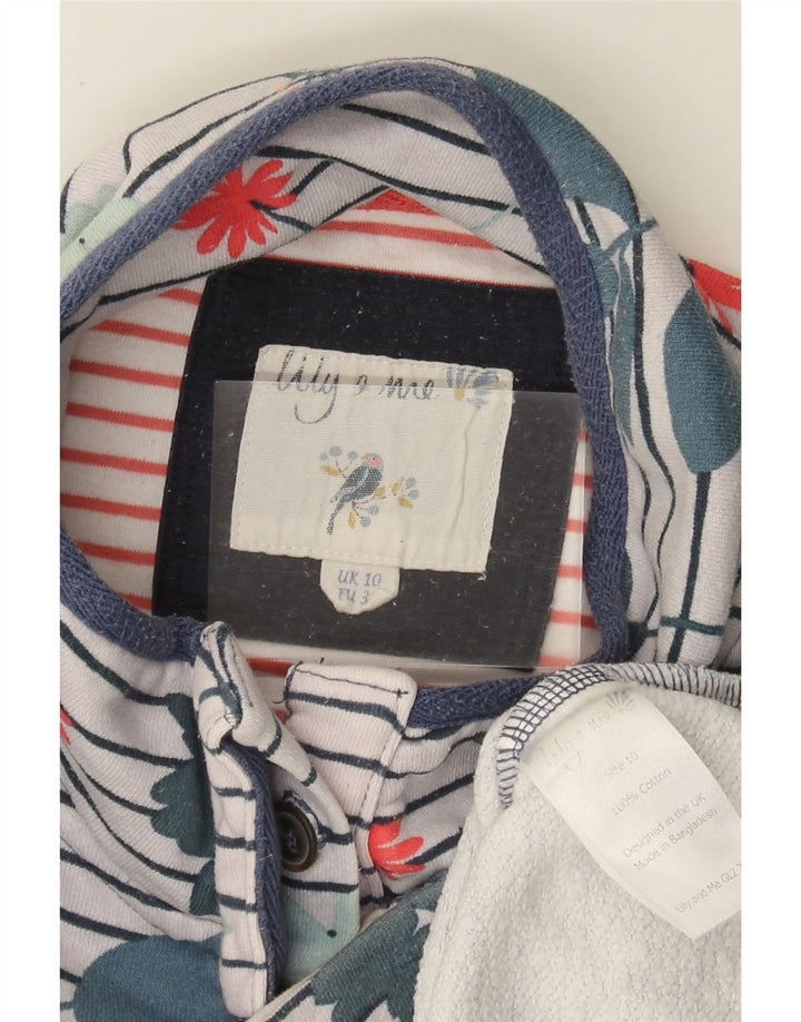 JOULES Suéter feminino com gola redonda e botão UK 10 pequeno floral branco