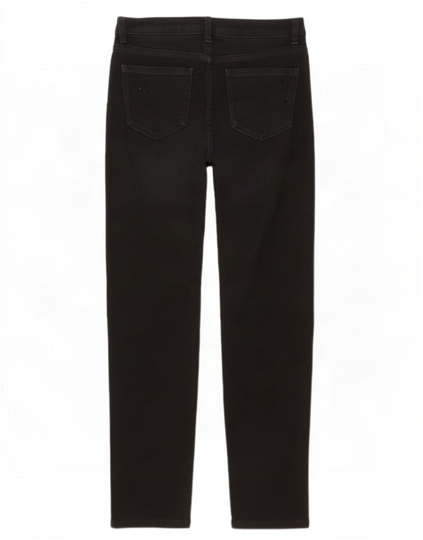Jeans retos femininos Marks & Spencer Reino Unido 12 médio W30 L29 preto floral