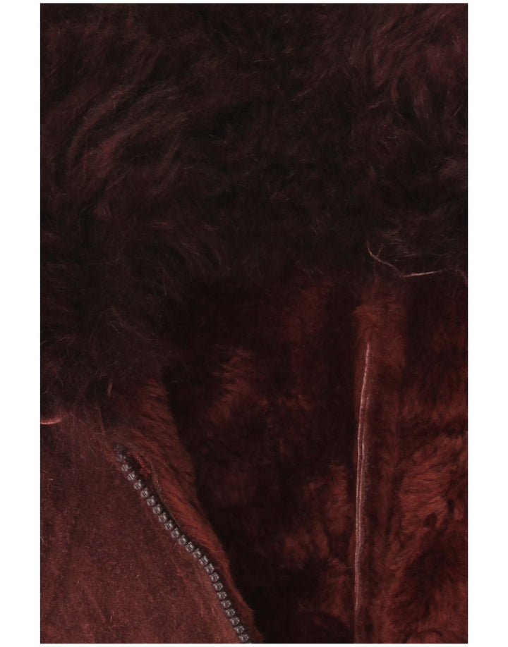 Jaqueta Sherpa Feminina Vintage Reino Unido 10 Pequena Borgonha