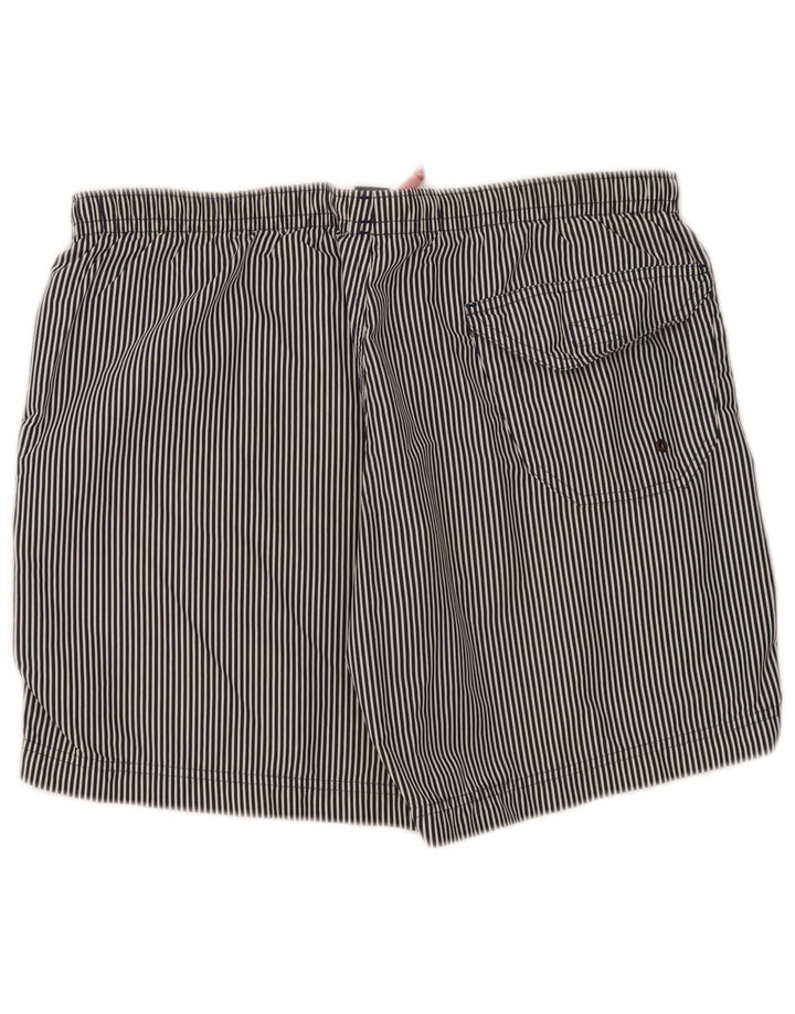Shorts de natação masculino Jeckerson grande poliéster listrado azul marinho