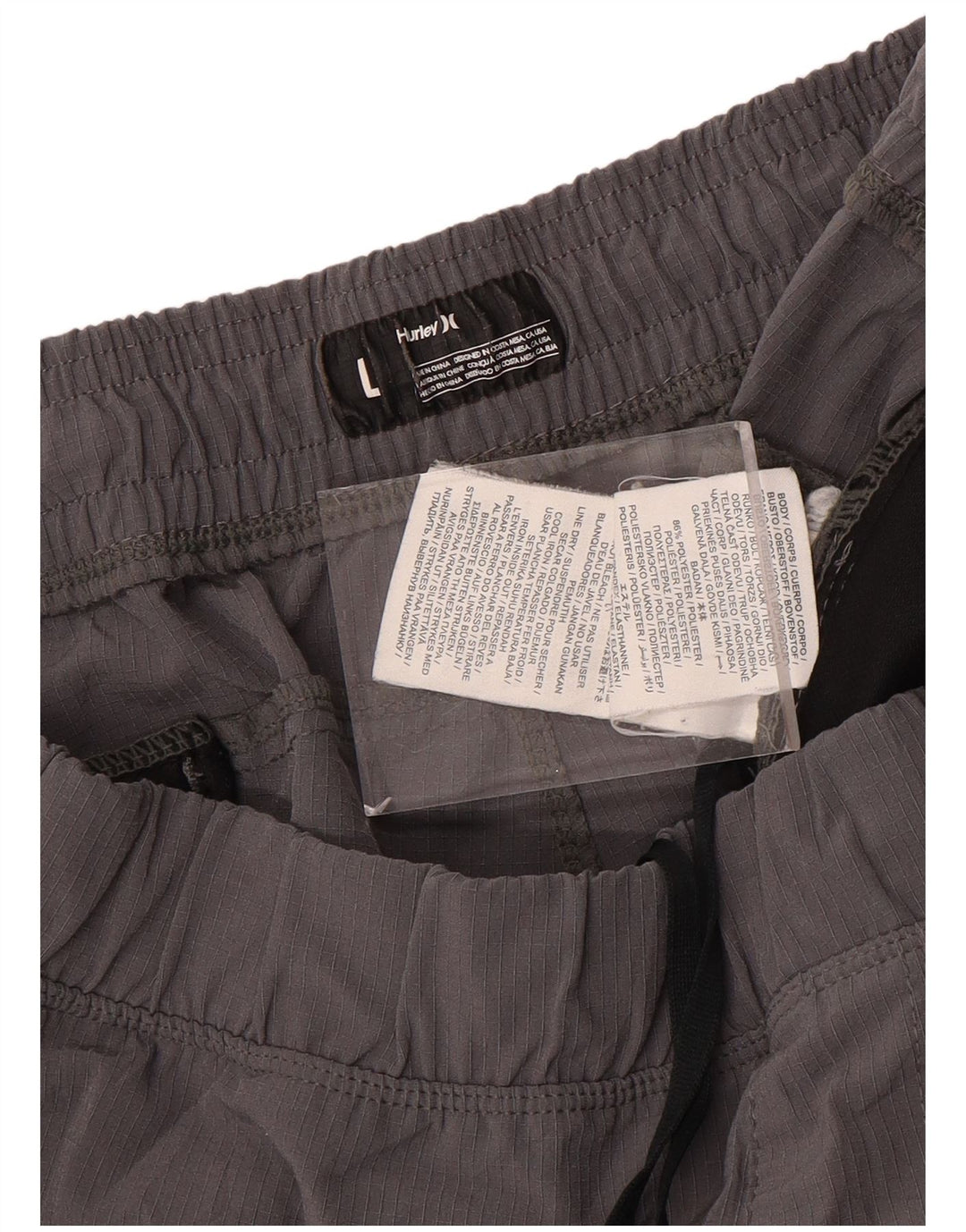 Shorts esportivos masculinos HURLEY poliéster cinza grande